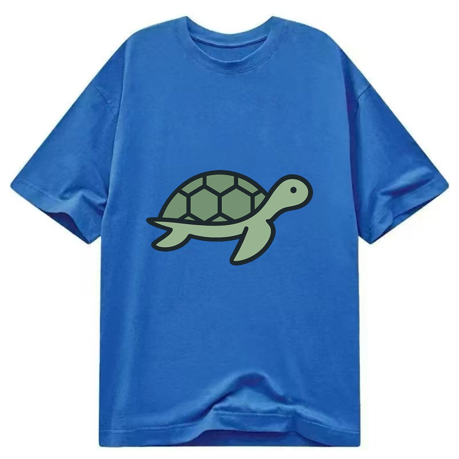 Sea Turtle - Green with shell pattern flat side profile - Classic T-shirt - Blue