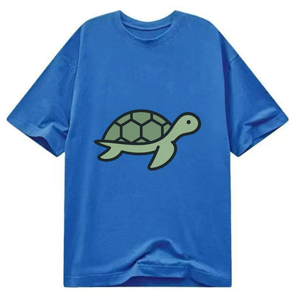 Sea Turtle - Green with shell pattern flat side profile - Classic T-shirt - Blue