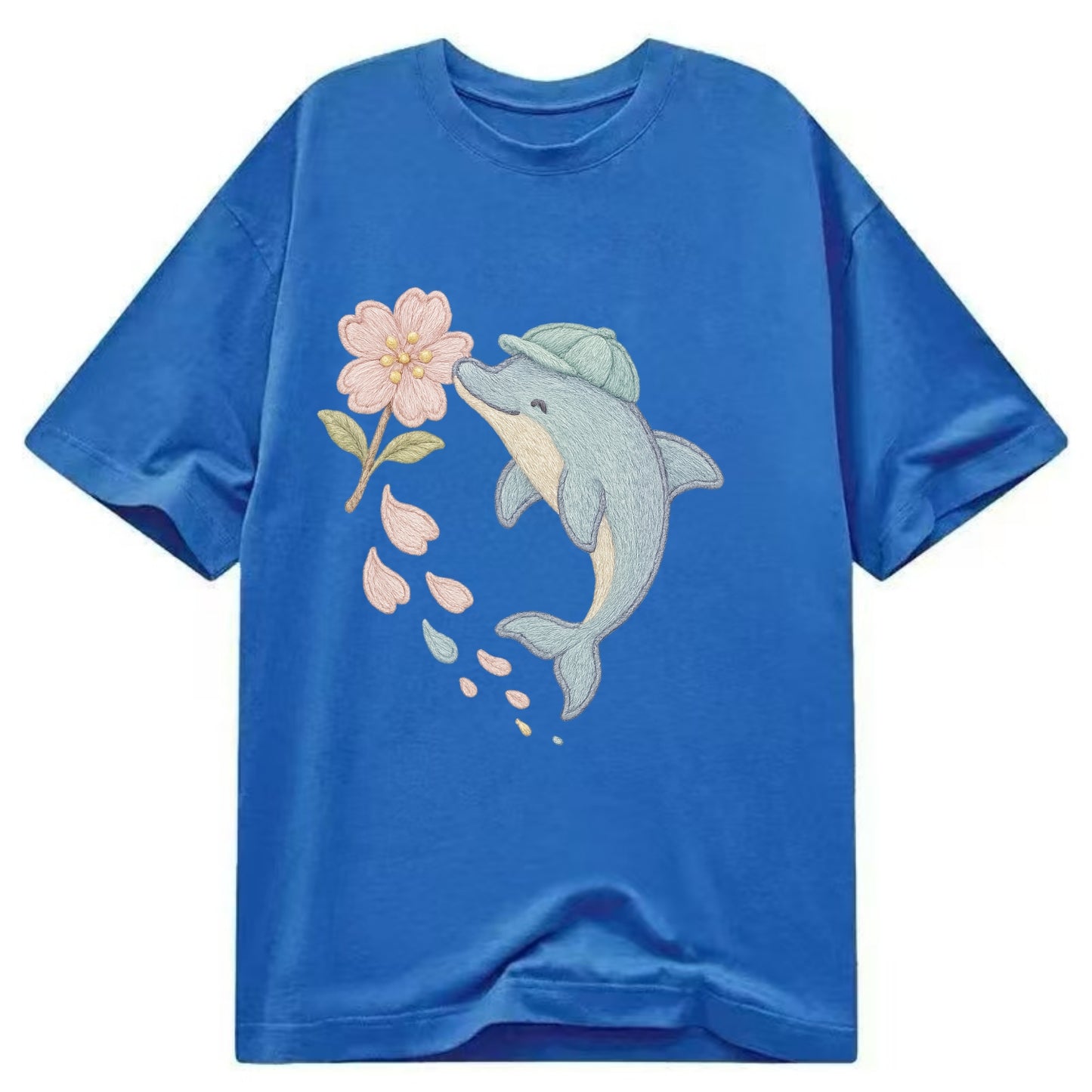 Dolphin Sakura Leap  - Classic T-shirt - Blue
