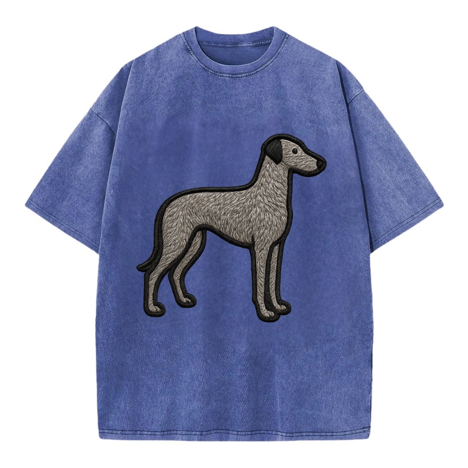 Scottish Deerhound - Trendy hound silhou - Vintage T-shirt - Blue