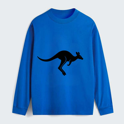 Kangaroo leaping across outback - Classic Long Sleeve Shirt - Blue