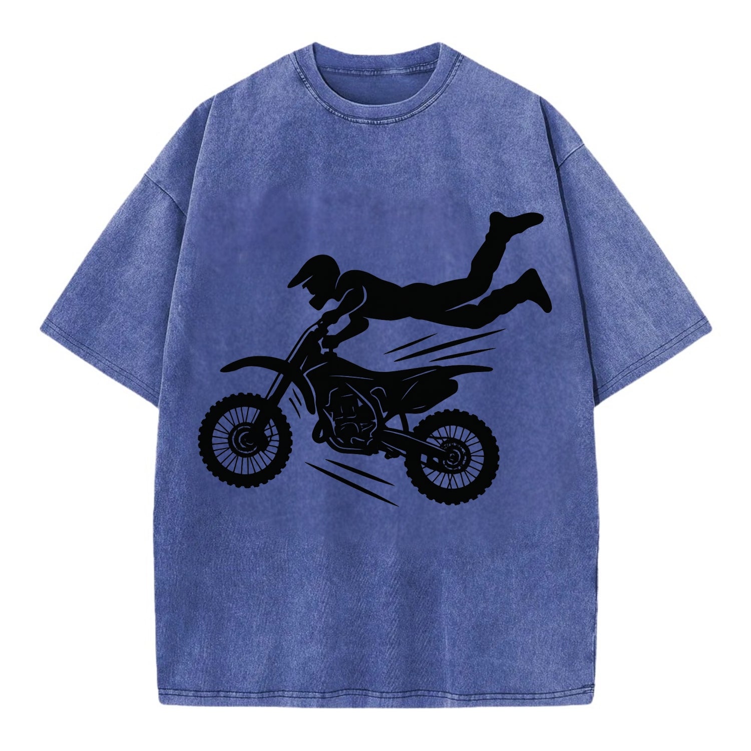Motocross rider airborne trick - Vintage T-shirt - Blue
