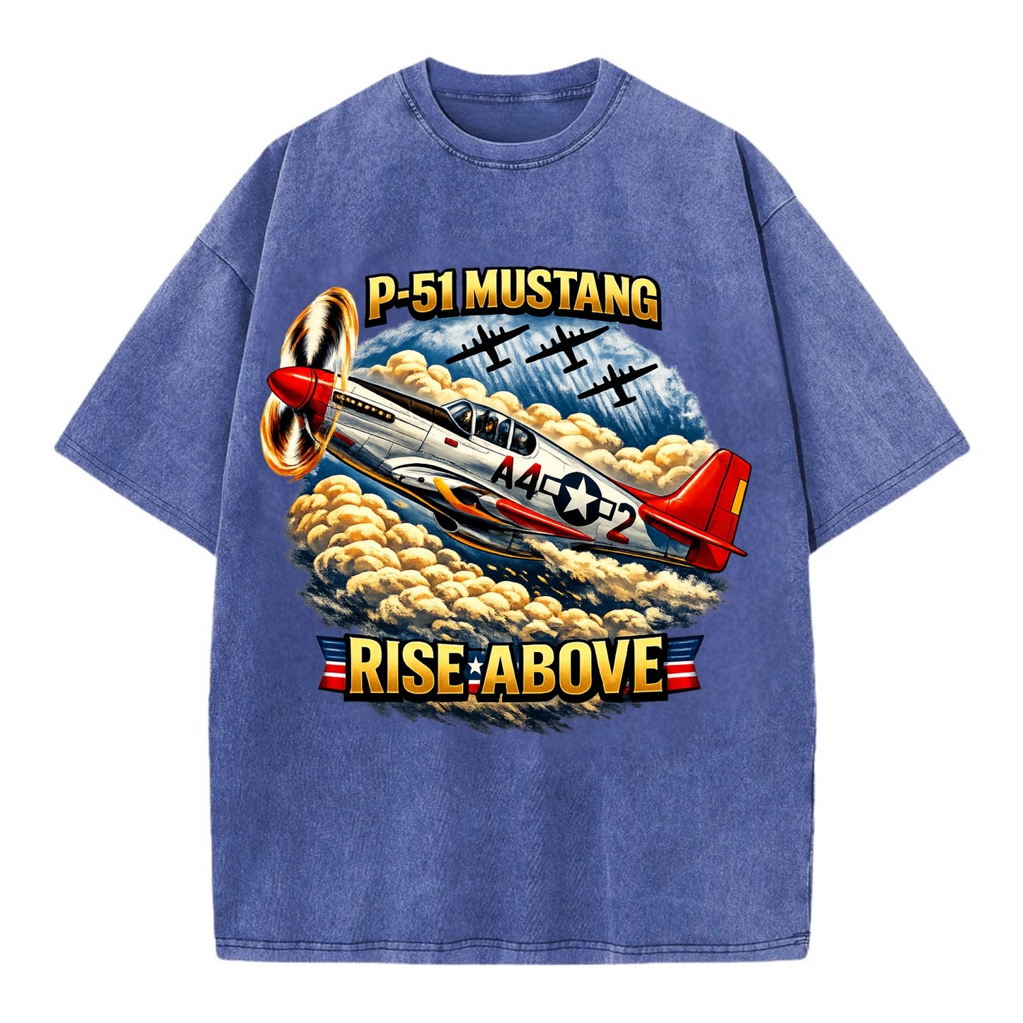 P 51 Mustang Rise Above - Vintage T-shirt - Blue