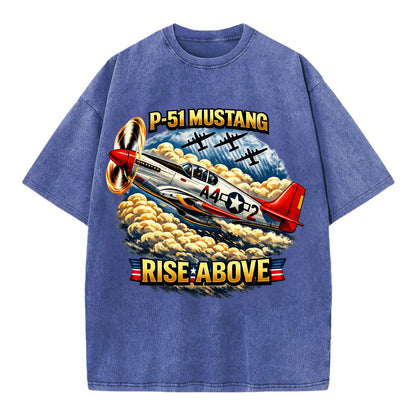 P 51 Mustang Rise Above - Vintage T-shirt - Blue