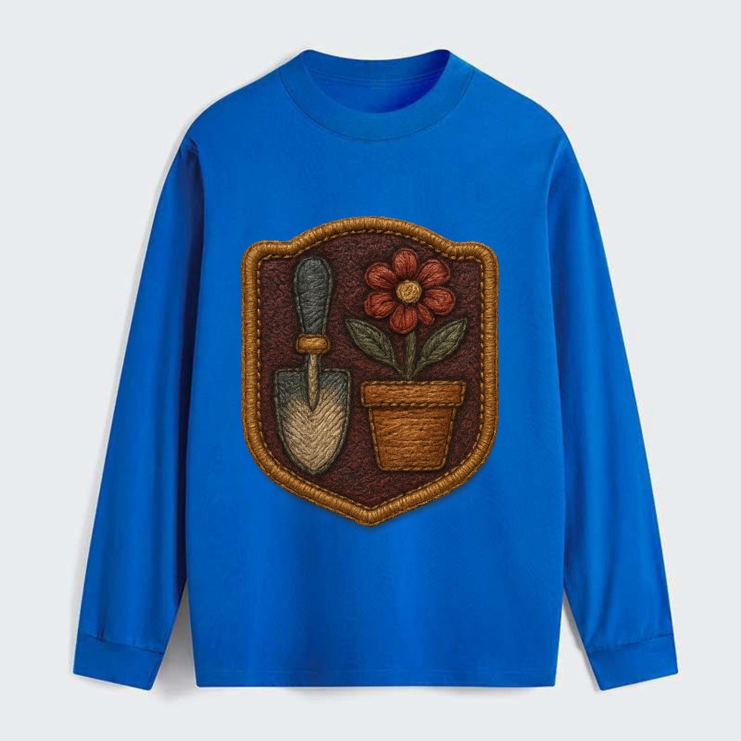 Garden trowel with flower pot - gardener badge - Classic Long Sleeve Shirt - Blue