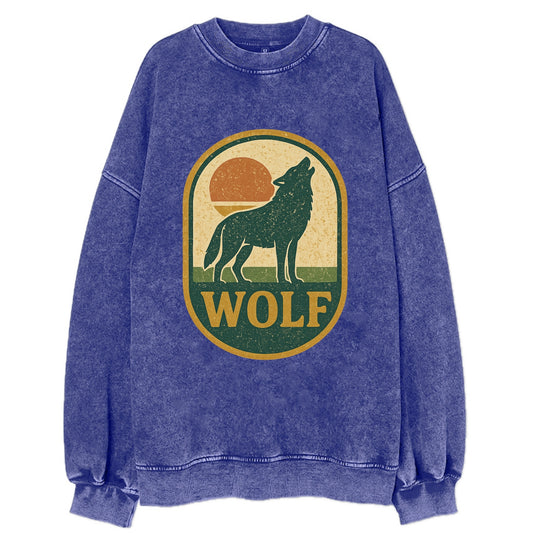 Carbon Fiber Wolf  - Vintage Sweatshirt - Blue
