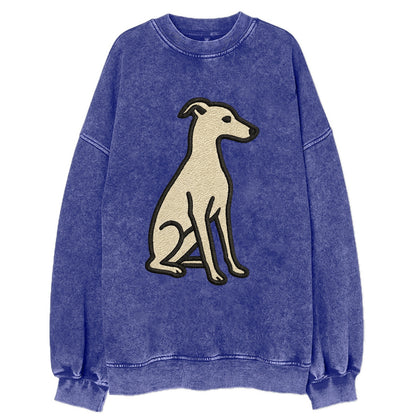 Italian Greyhound - Gray sitting pose - Vintage Sweatshirt - Blue