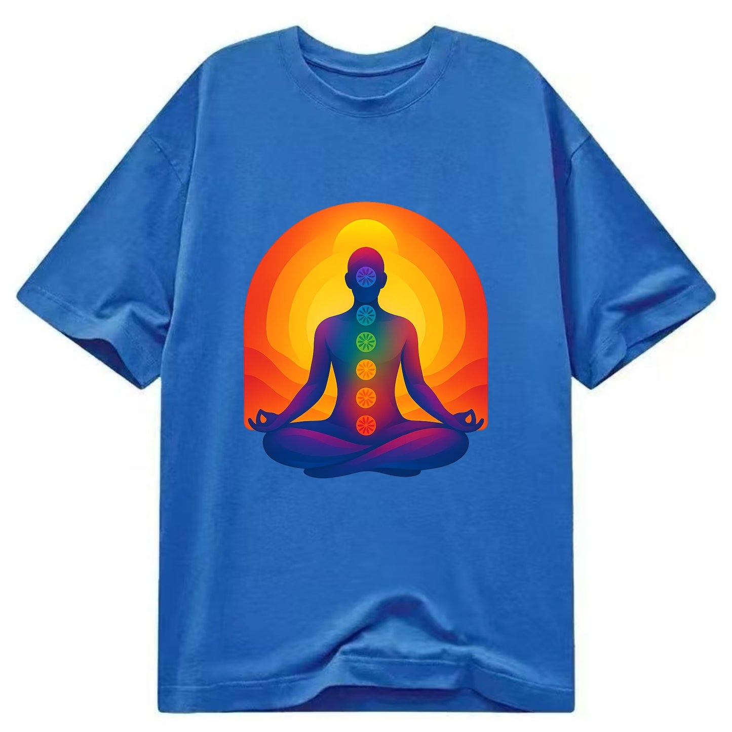 Sunset Meditation - Figure in lotus pose Classic T-shirt - Blue