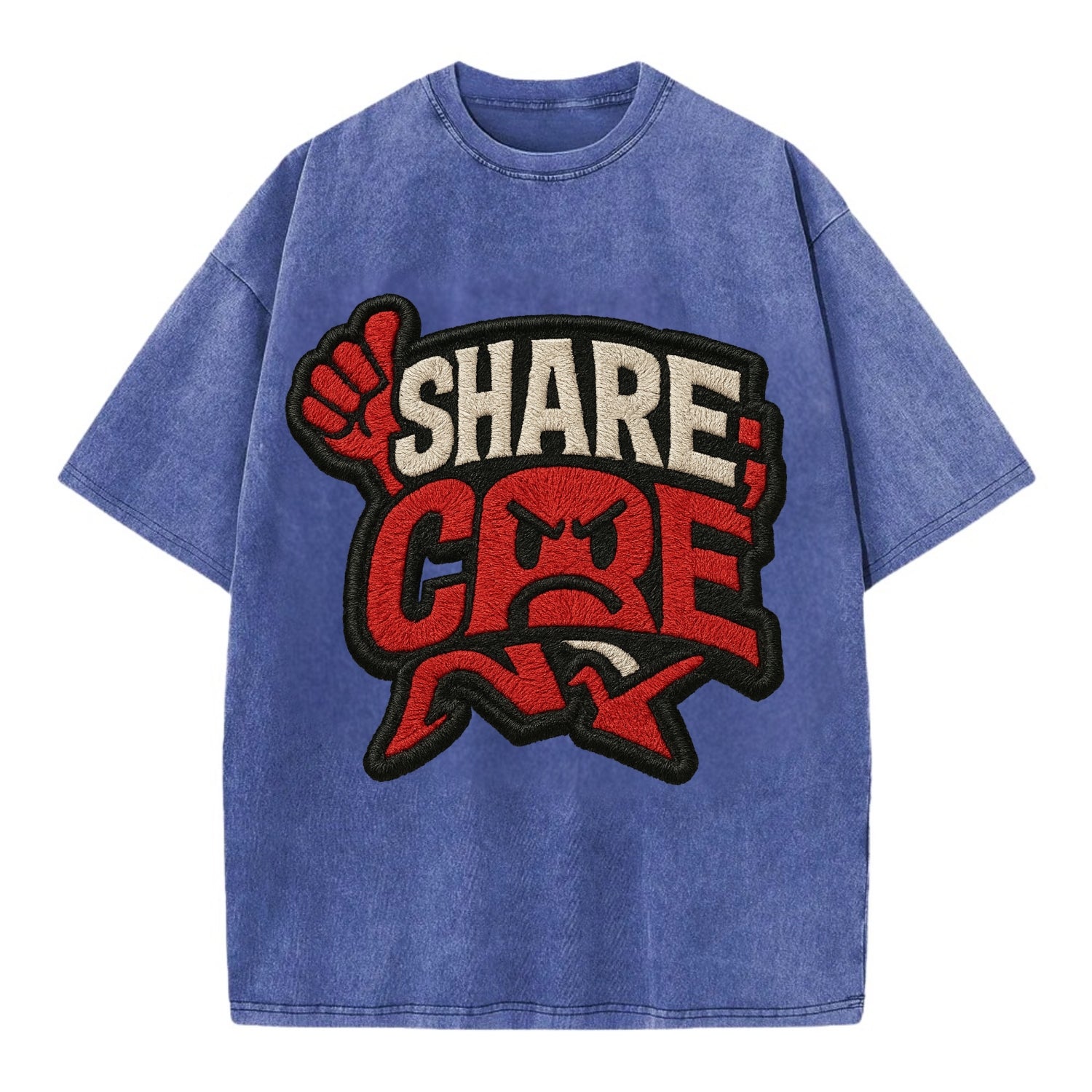 SHARE;CARE TOO MUCH Oversharer Green Hat - Vintage T-shirt - Blue