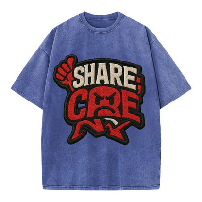SHARE;CARE TOO MUCH Oversharer Green Hat - Vintage T-shirt - Blue