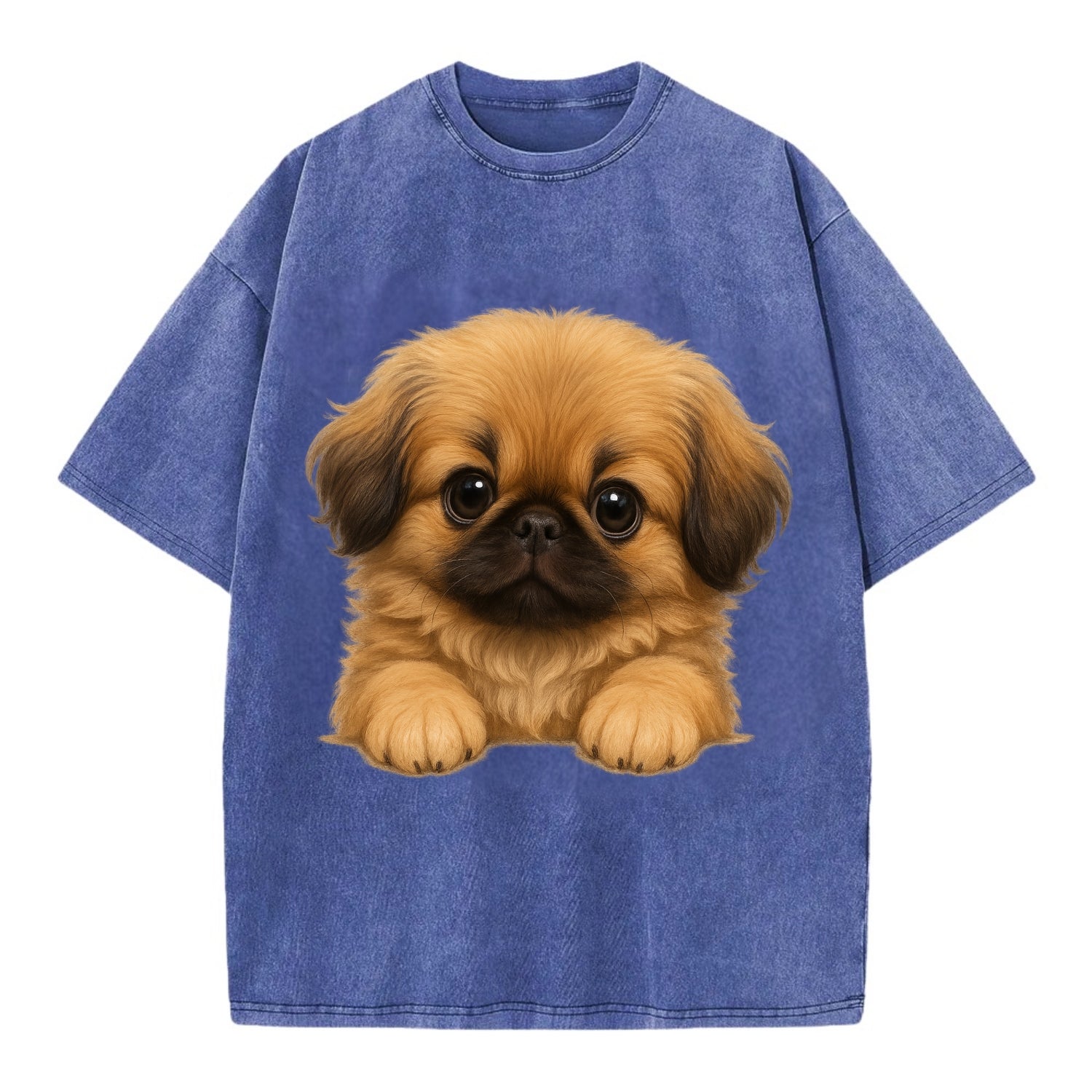 Pekingese  - Vintage T-shirt - Blue