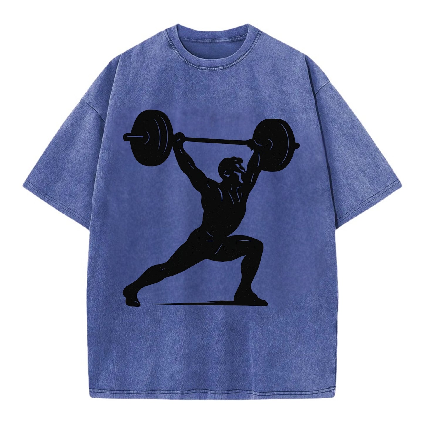 Weightlifter doing overhead snatch - Vintage T-shirt - Blue