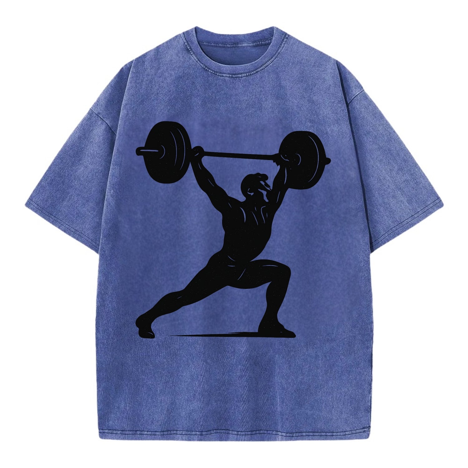 Weightlifter doing overhead snatch - Vintage T-shirt - Blue