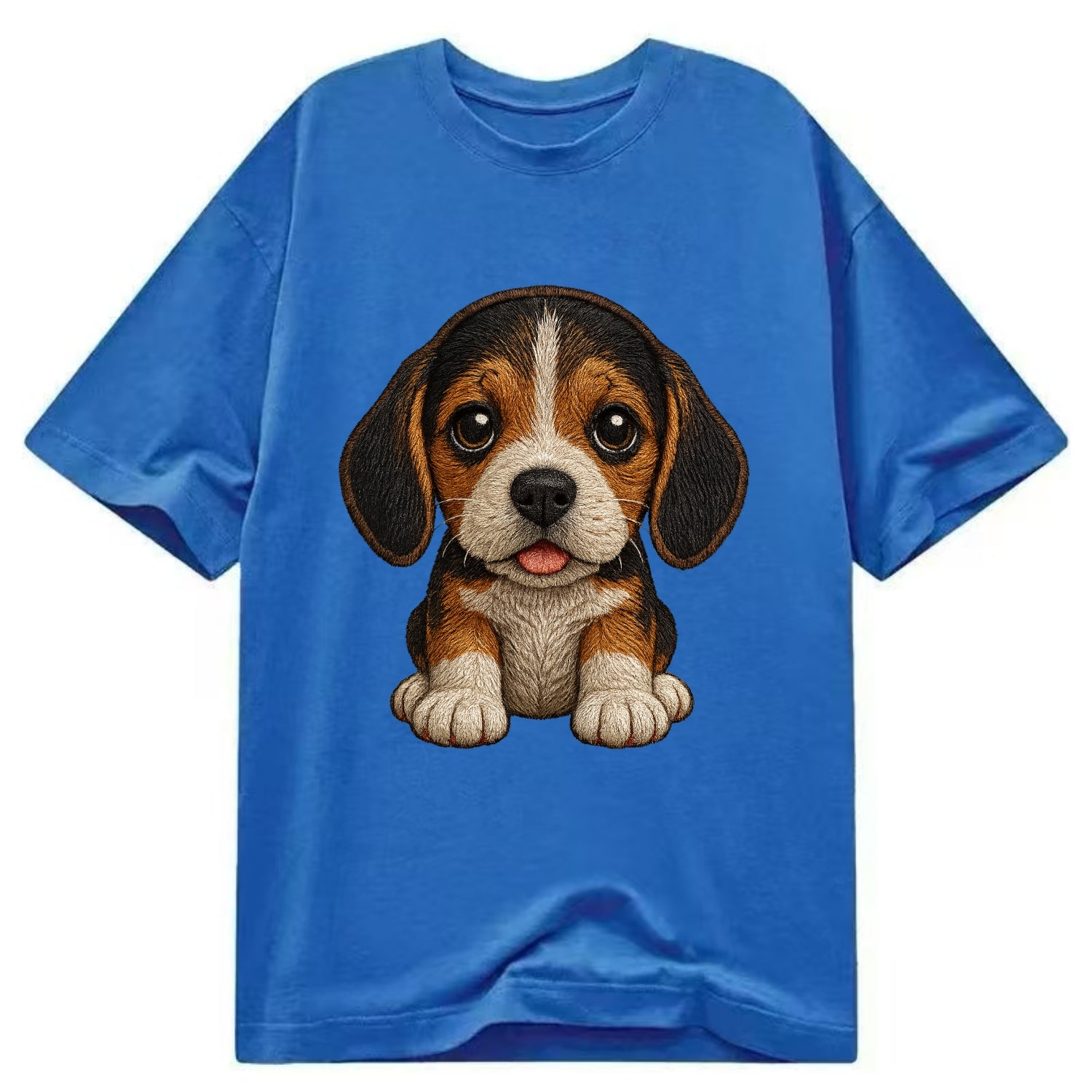 Baby Beagle Puppy - tricolor coat, long droopy ears, big pleading eyes, - Classic T-shirt - Blue