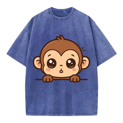 Baby Monkey  - Vintage T-shirt - Blue