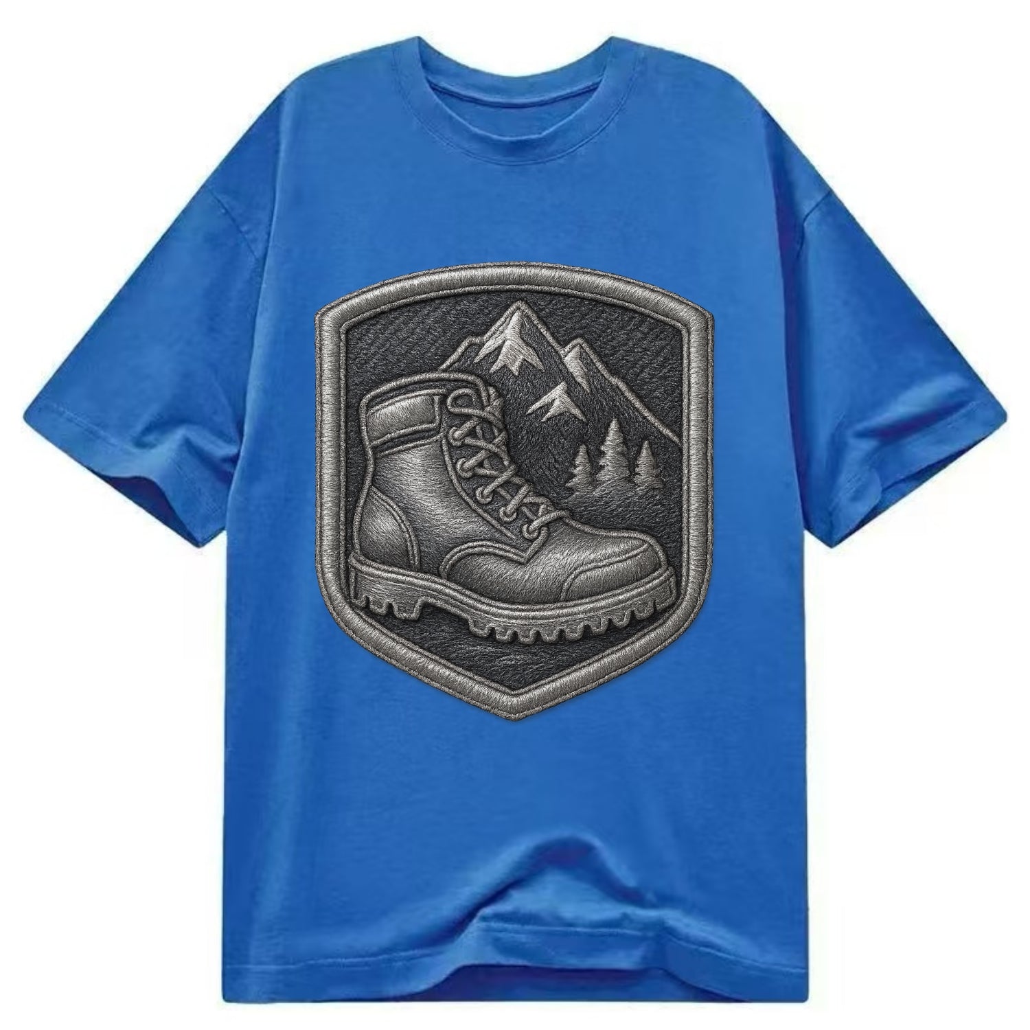 Hiking boots with mountain peak - hiker pride - Classic T-shirt - Blue