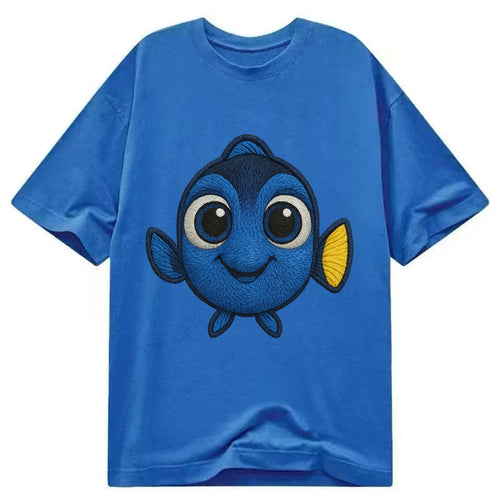 Baby Blue Tang - bright blue with yellow tail, big eyes, front-facing, Dory-style - Classic T-shirt