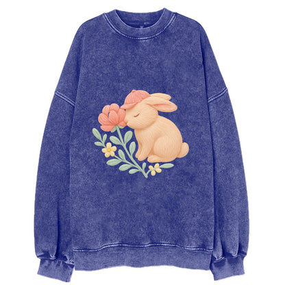Peach Bunny - Vintage Sweatshirt - Blue