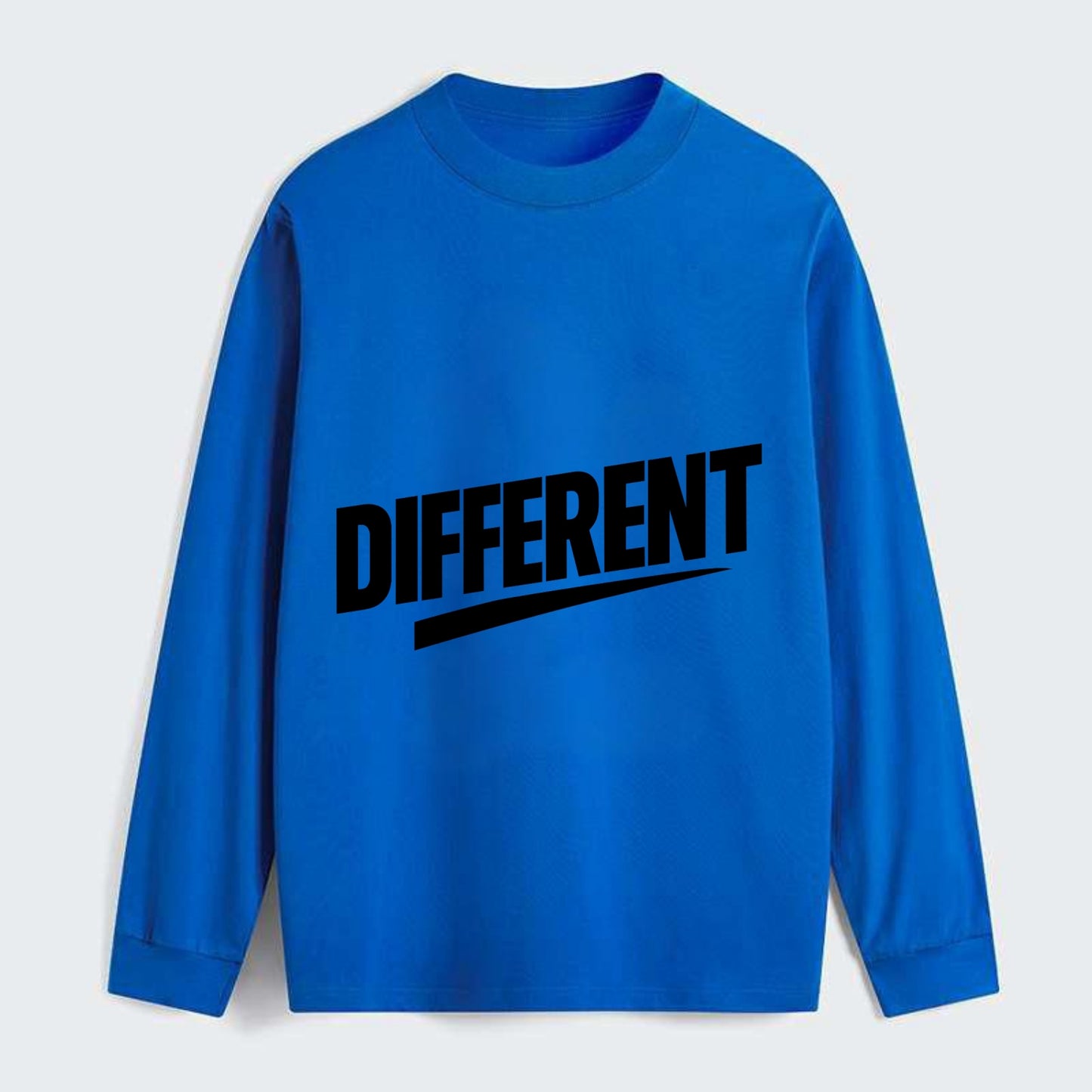 Bold typography design - "DIFFERENT" - standing out, not following crowd - Classic Long Sleeve Shirt - Blue