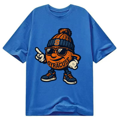 Syracuse Orange wearing Syracuse beanie with S patch - Classic T-shirt - Blue