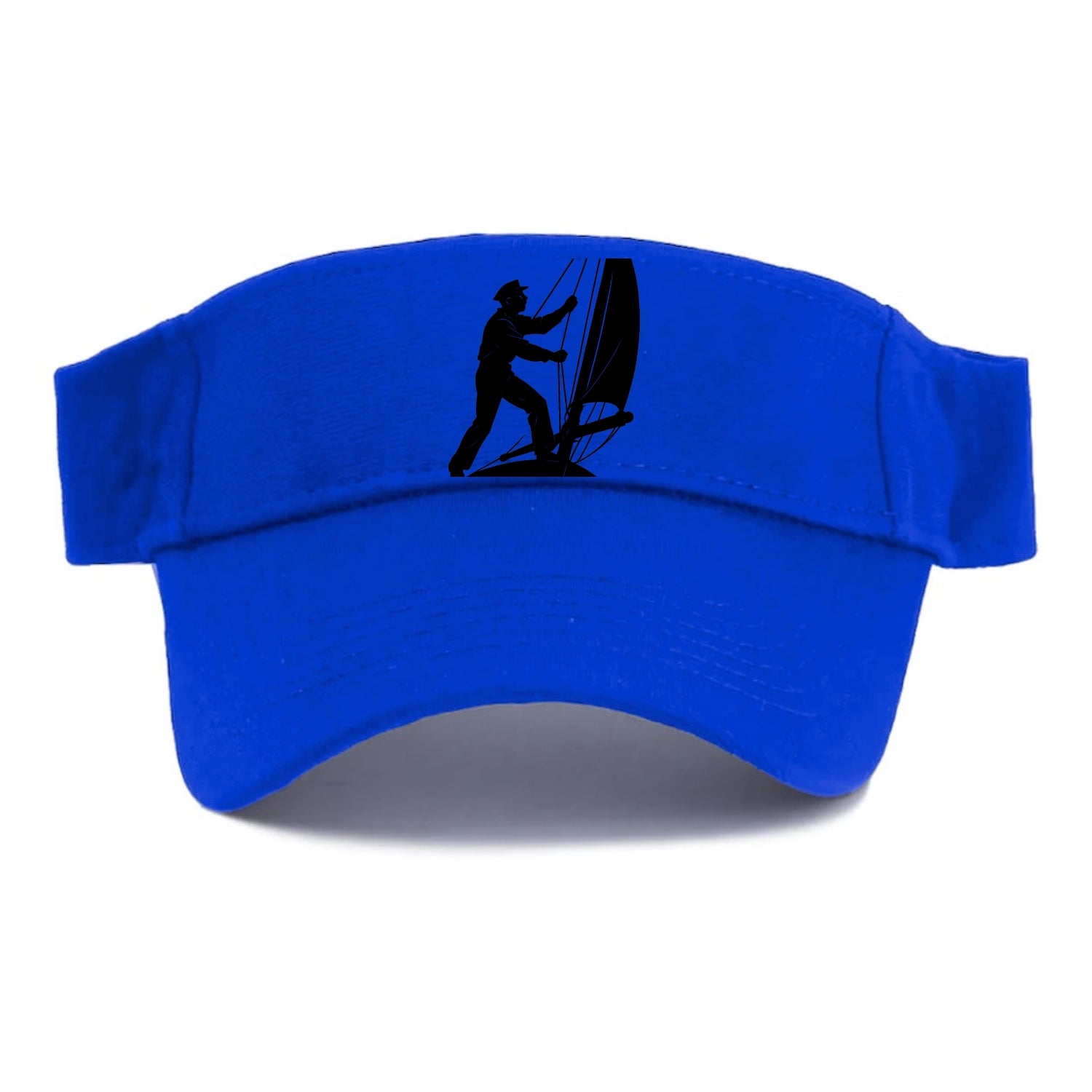 Sailor adjusting the boom on a sailboat - Visor - Blue