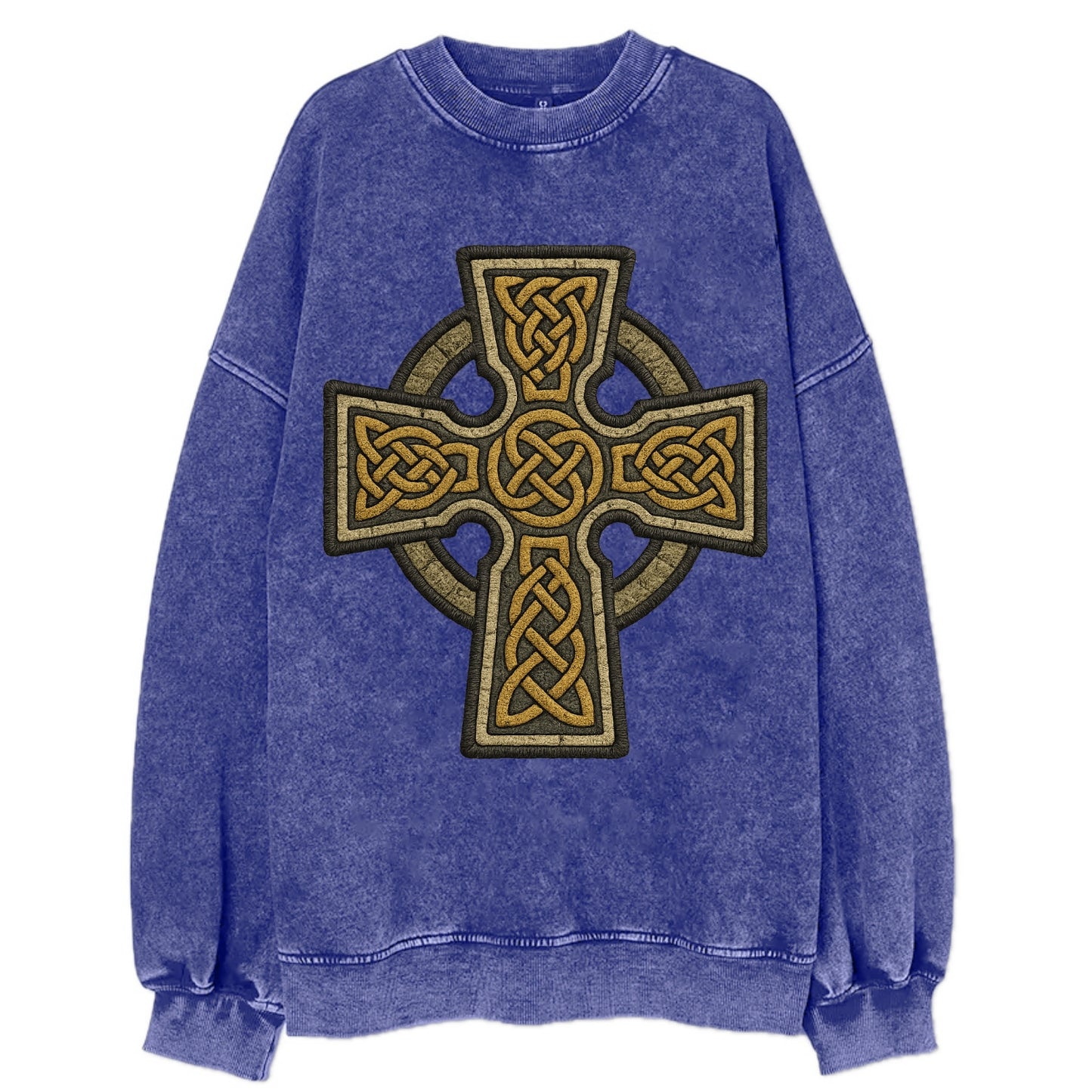Celtic Cross  - Vintage Sweatshirt - Blue