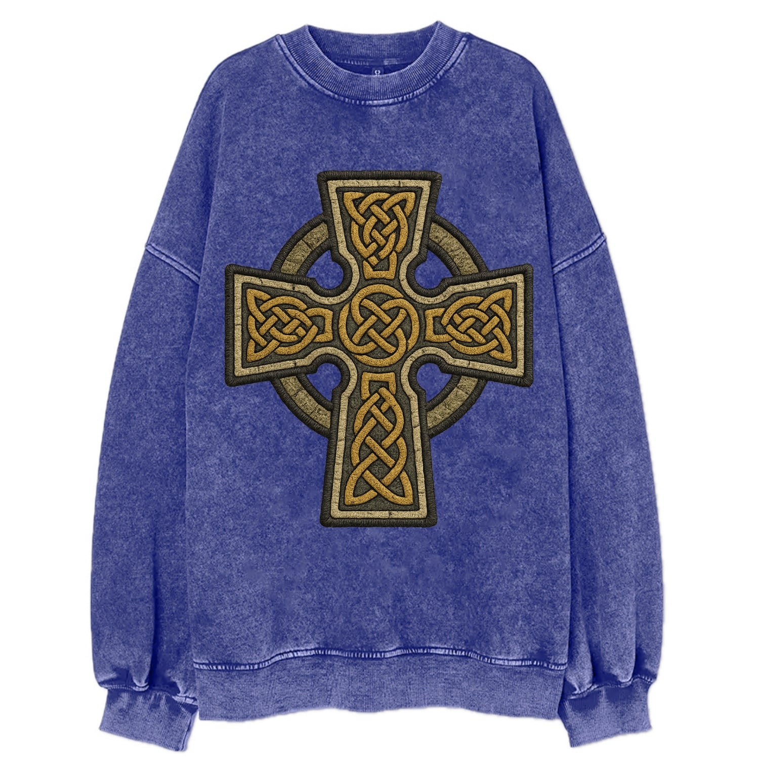 Celtic Cross  - Vintage Sweatshirt - Blue