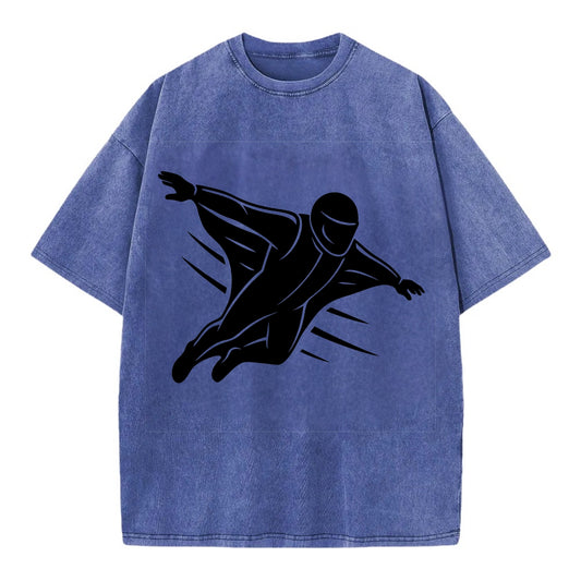 Wingsuit flyer gliding - Vintage T-shirt - Blue