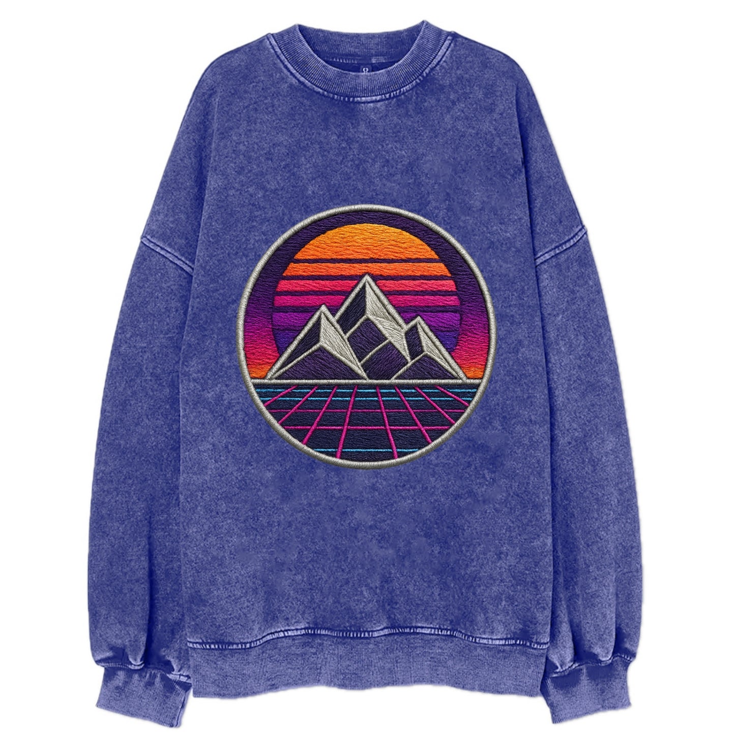 Retrowave Mountains - Vintage Sweatshirt - Blue