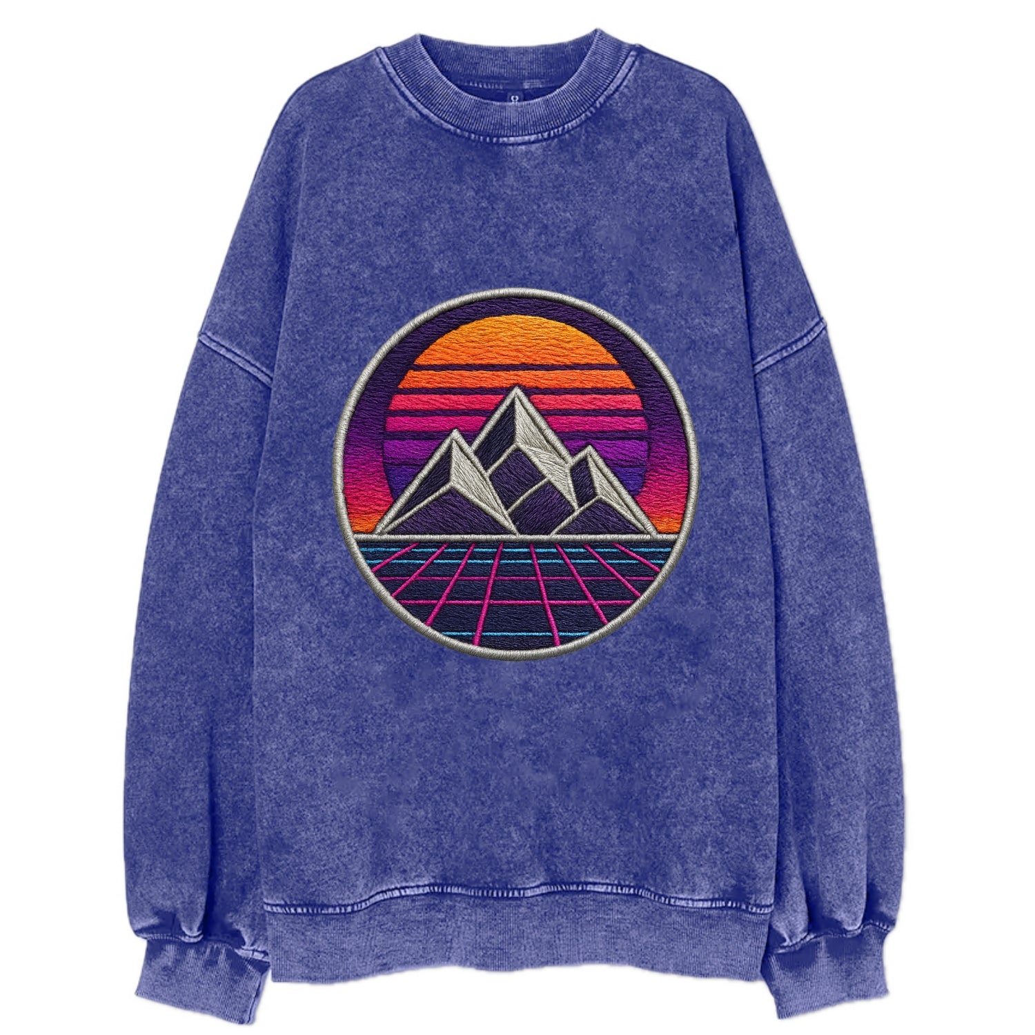 Retrowave Mountains - Vintage Sweatshirt - Blue