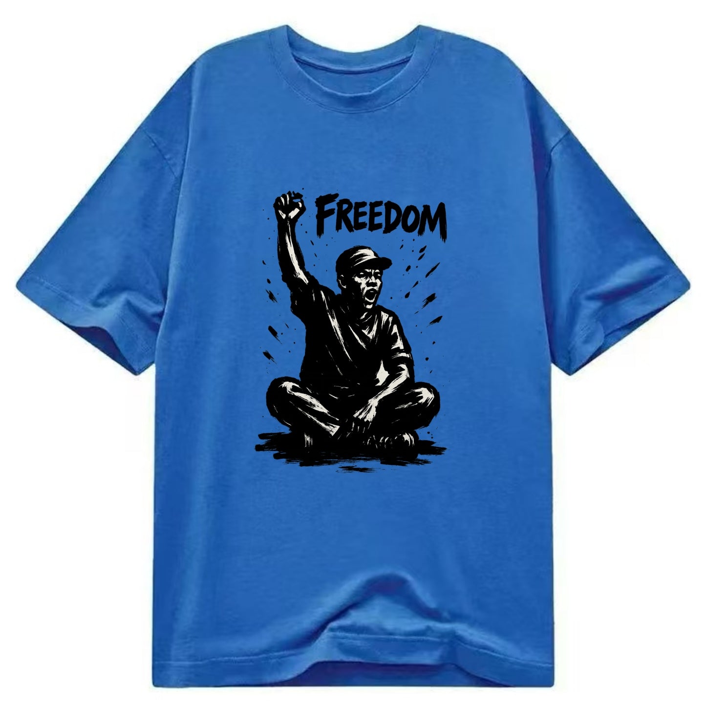 Sit-in protest figure - civil disobedience ink art - Classic T-shirt - Blue