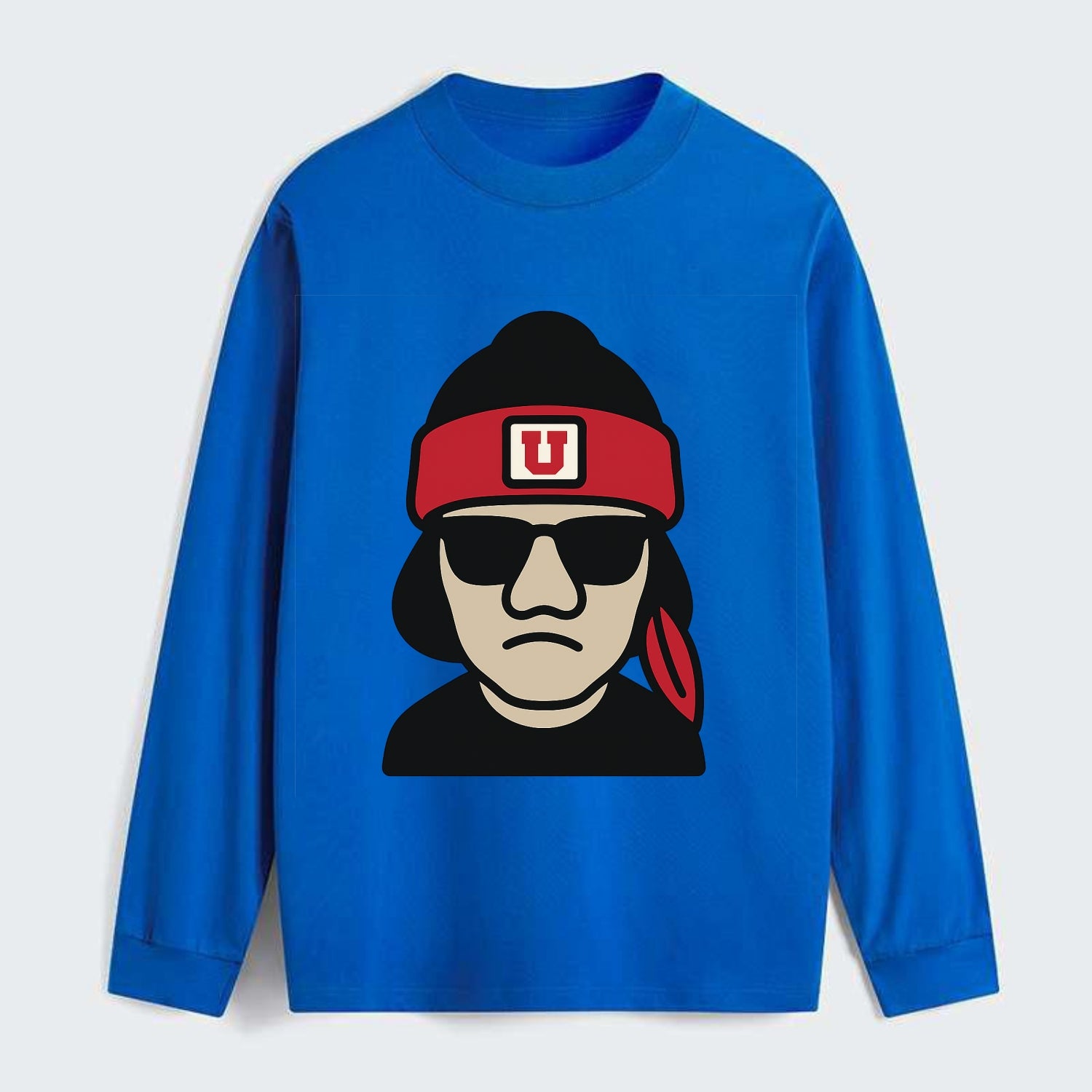 Salt Lake Ute wearing Utah beanie with U patch - Classic Long Sleeve Shirt - Blue