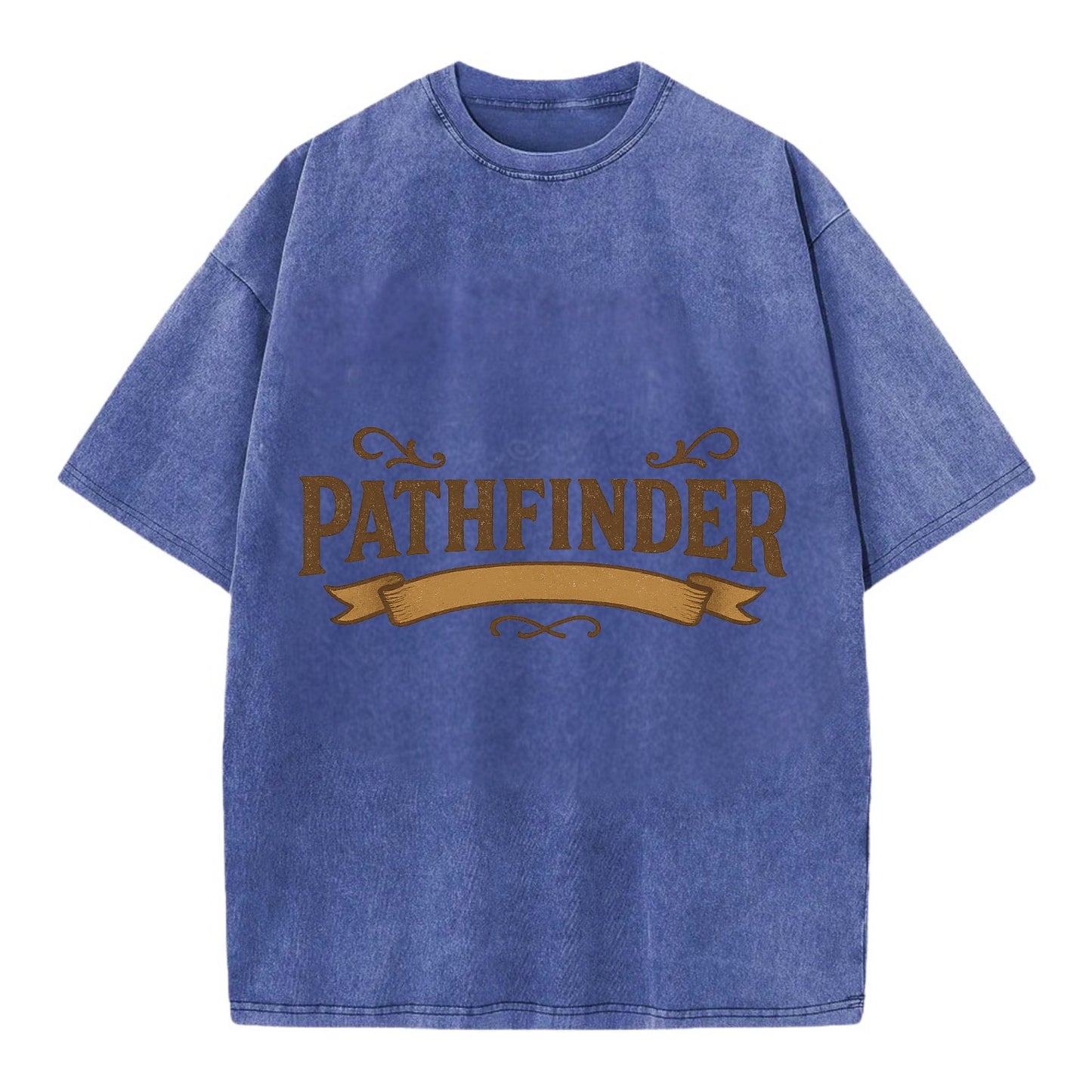 Bold typography design - "PATHFINDER" - finding the way, leading others - Vintage T-shirt - Blue