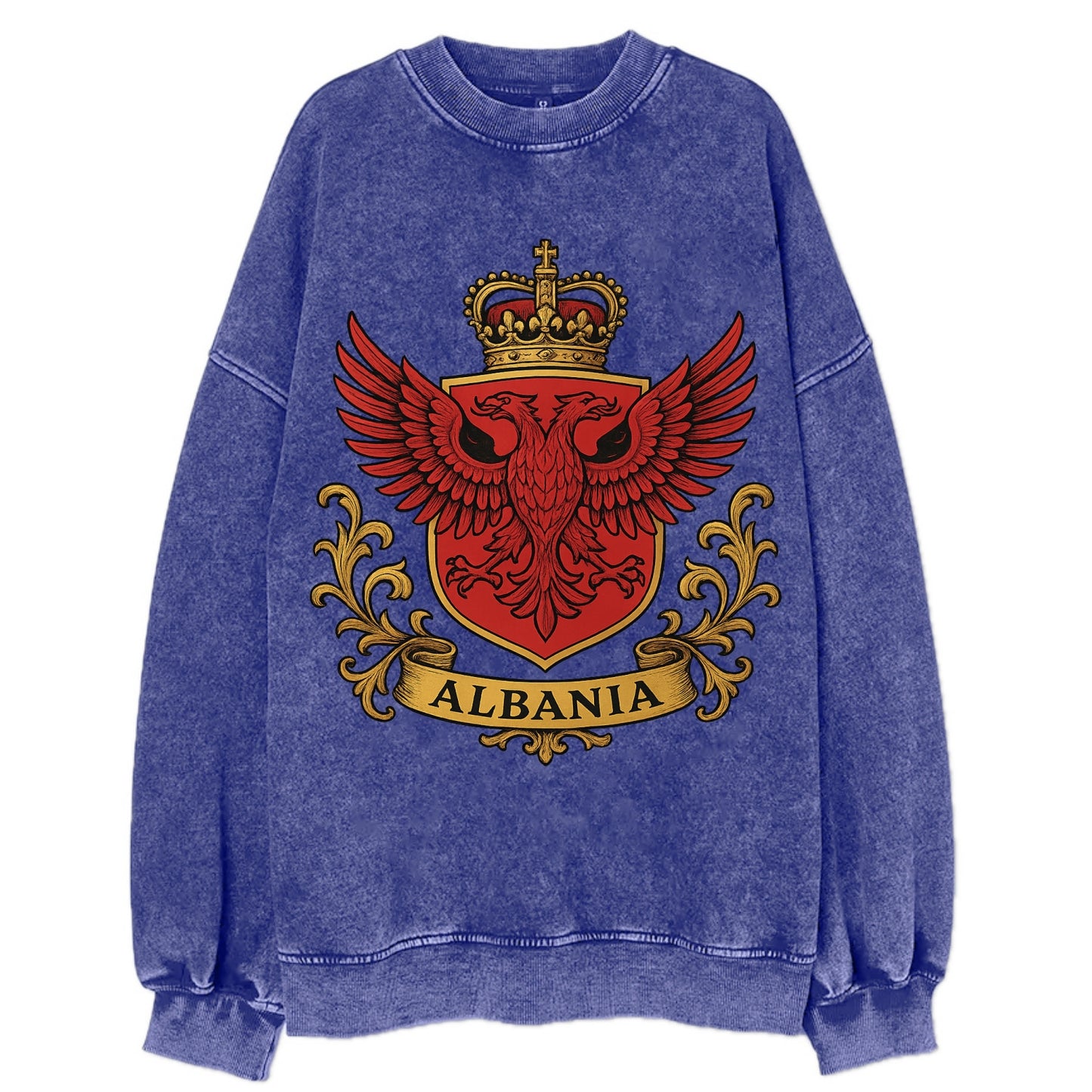 Albania Heritage Badge  - Vintage Sweatshirt - Blue