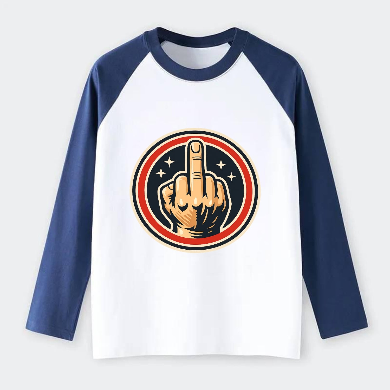 Defiant Spirit Emblem - Raglan Long Sleeve T-Shirt - Blue