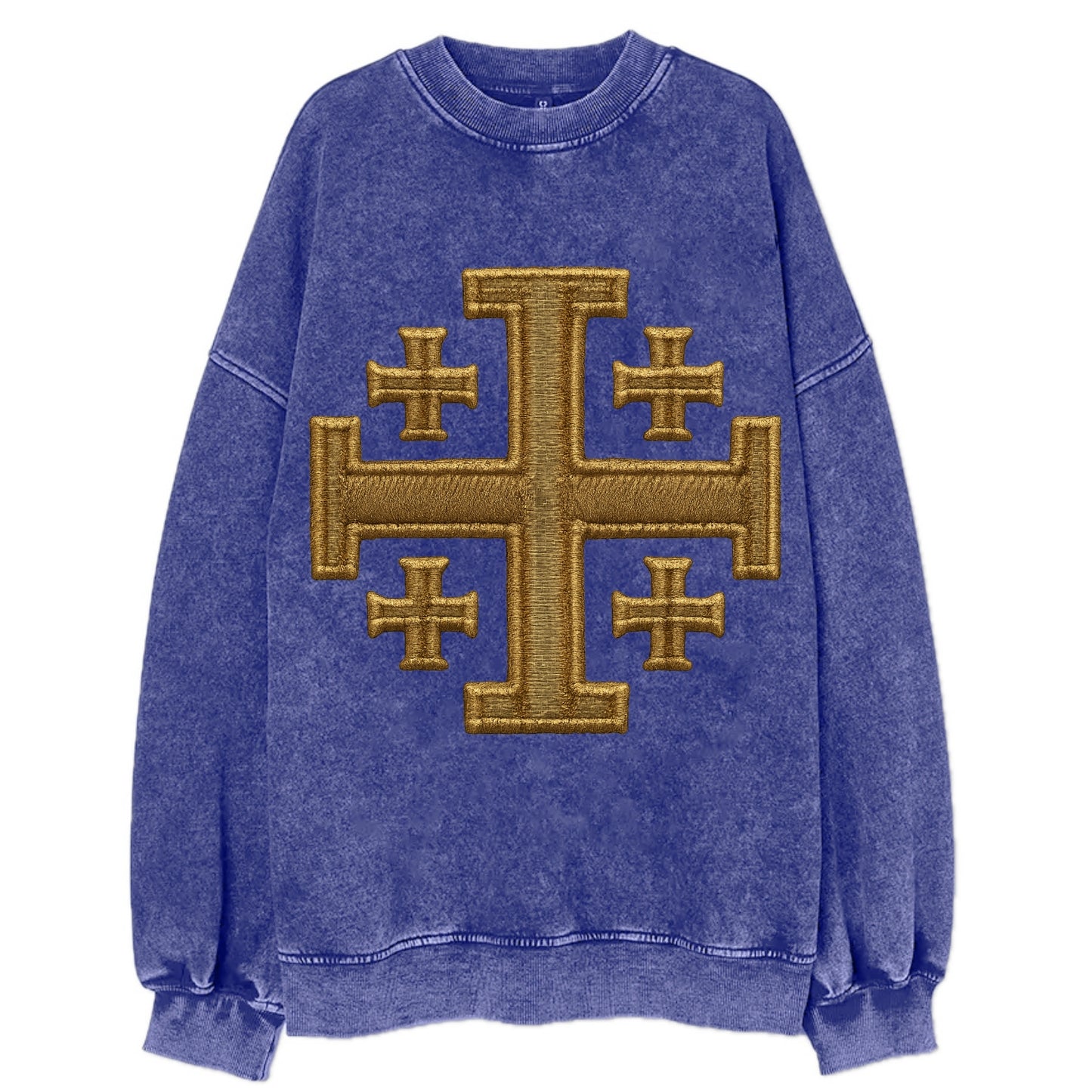 Jerusalem Cross  - Vintage Sweatshirt - Blue