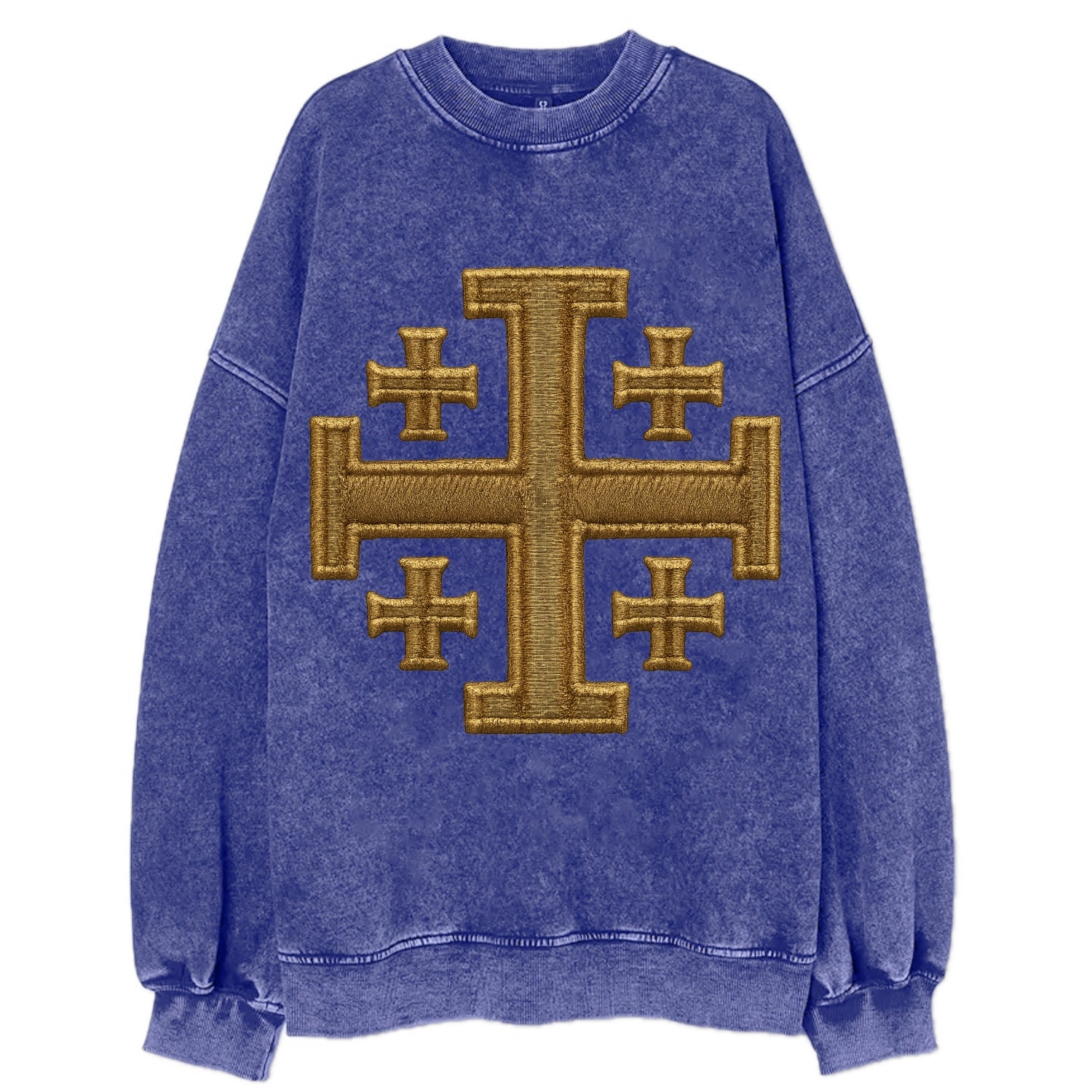 Jerusalem Cross  - Vintage Sweatshirt - Blue