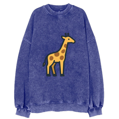 Giraffe - Yellow with brown patches flat side profile - Vintage Sweatshirt - Blue