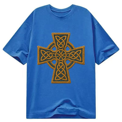 Book Of Kells Cross - Classic T-shirt - Blue