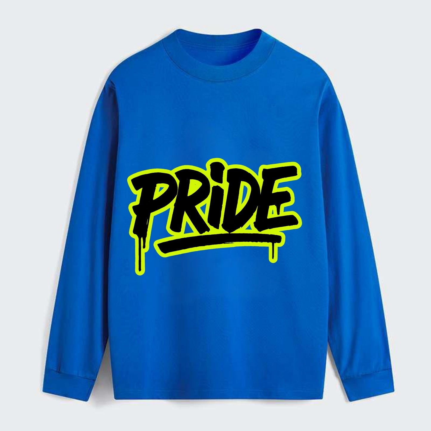 Bold typography design - "PRIDE" - dignified satisfaction, honor - Classic Long Sleeve Shirt - Blue