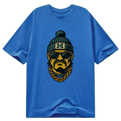 Honolulu Warrior wearing Hawaii beanie with H patch - Classic T-shirt - Blue