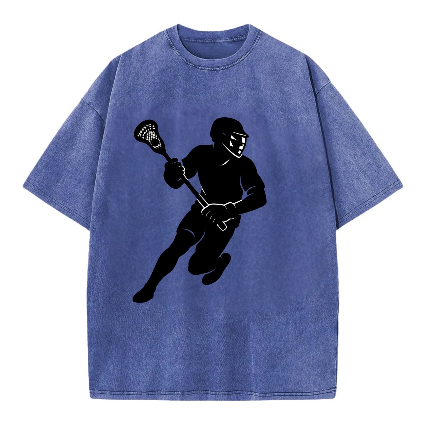 Lacrosse player cradling stick - Vintage T-shirt - Blue