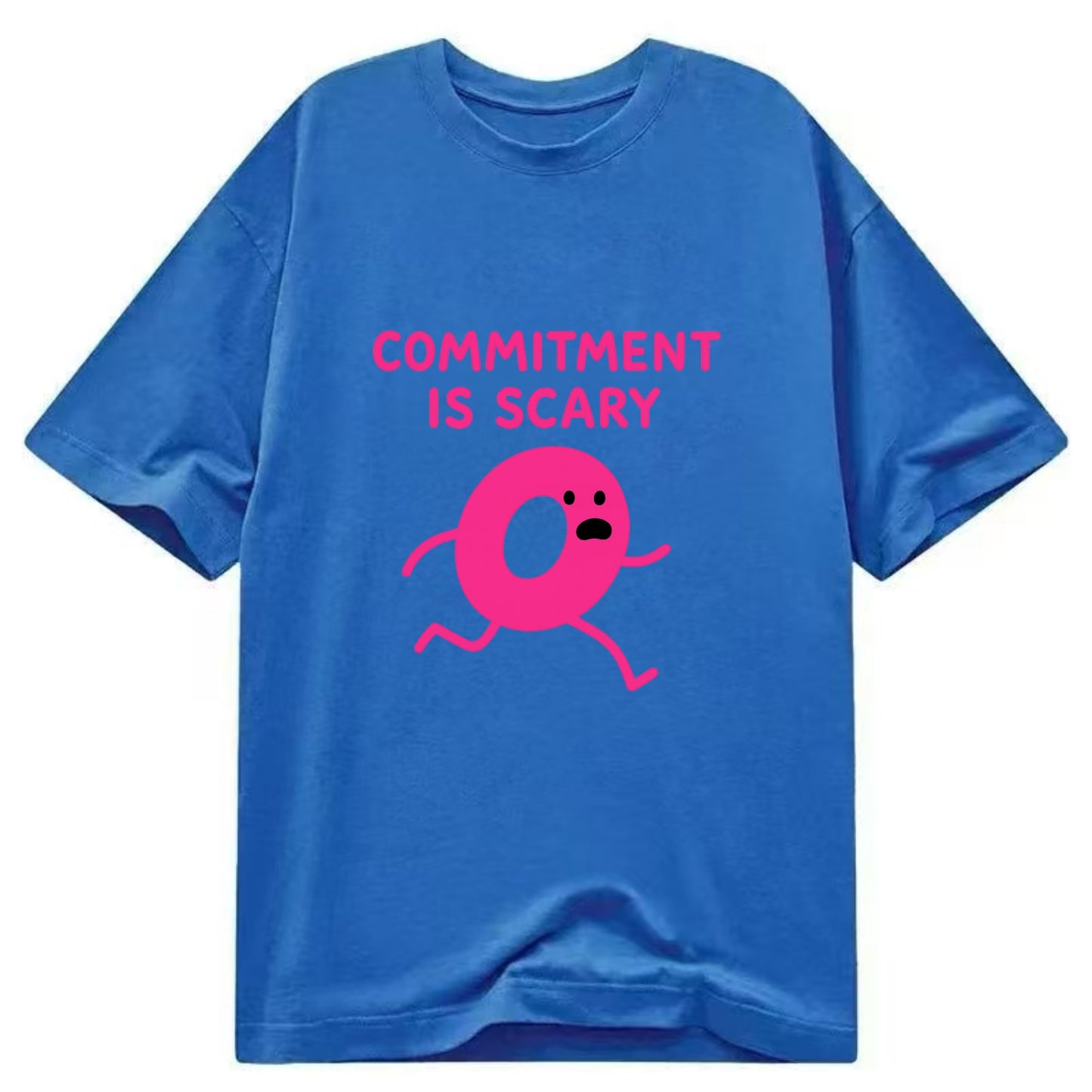 COMMITMENT IS SCARY | Terrified ring running away - Classic T-shirt - Blue
