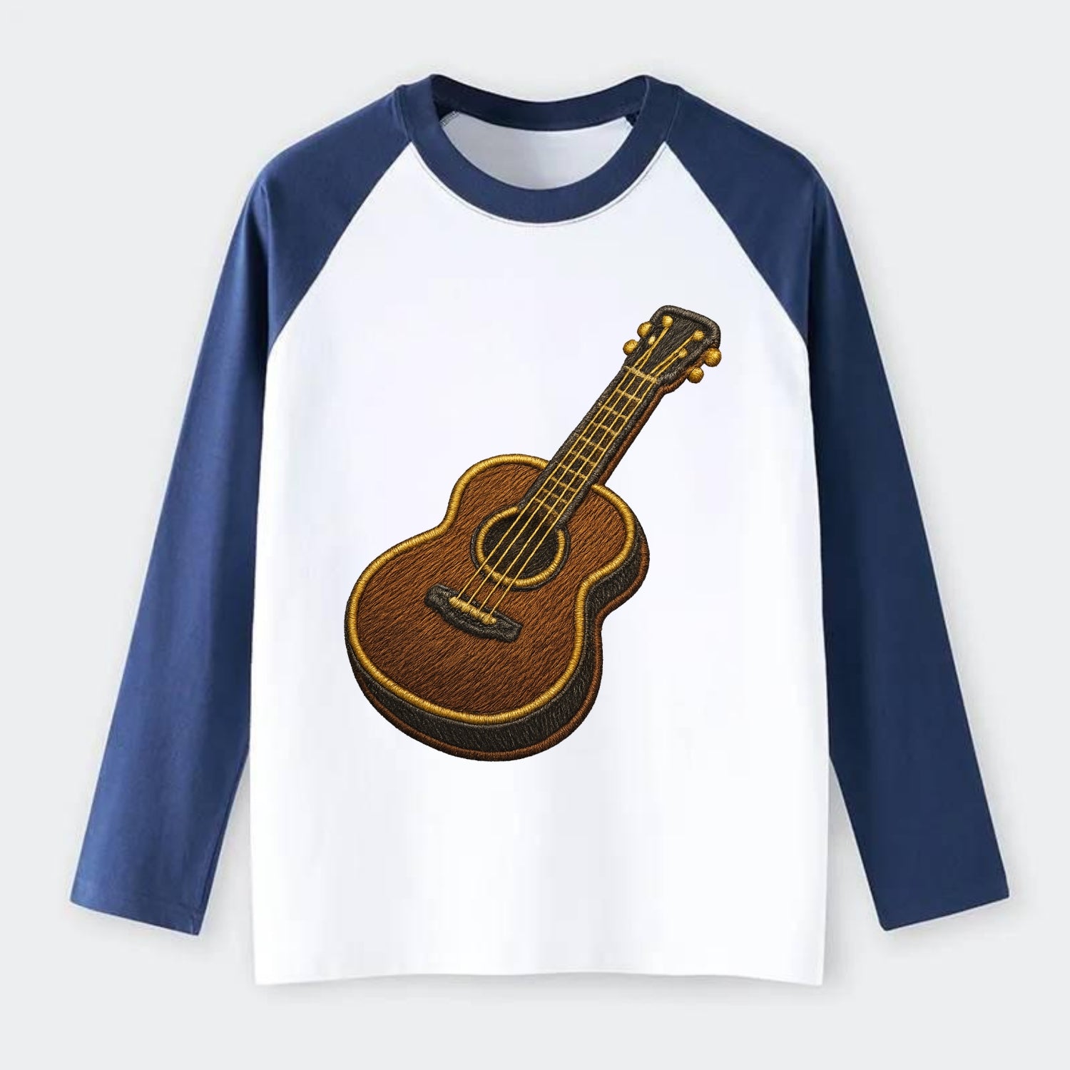 Vintage Guitar  - Raglan Long Sleeve T-Shirt - Blue