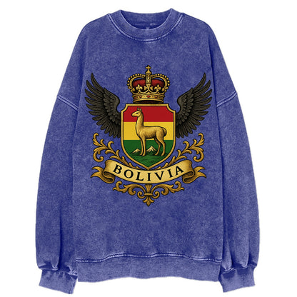 Bolivia Llama Emblem  - Vintage Sweatshirt - Blue