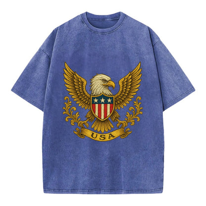 Usa Heritage Eagle Baseball Cap 2 - Vintage T-shirt - Blue