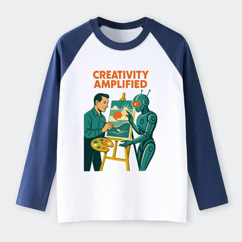 Artist and AI creating beautiful masterpiece together - Creativity - Raglan Long Sleeve T-Shirt