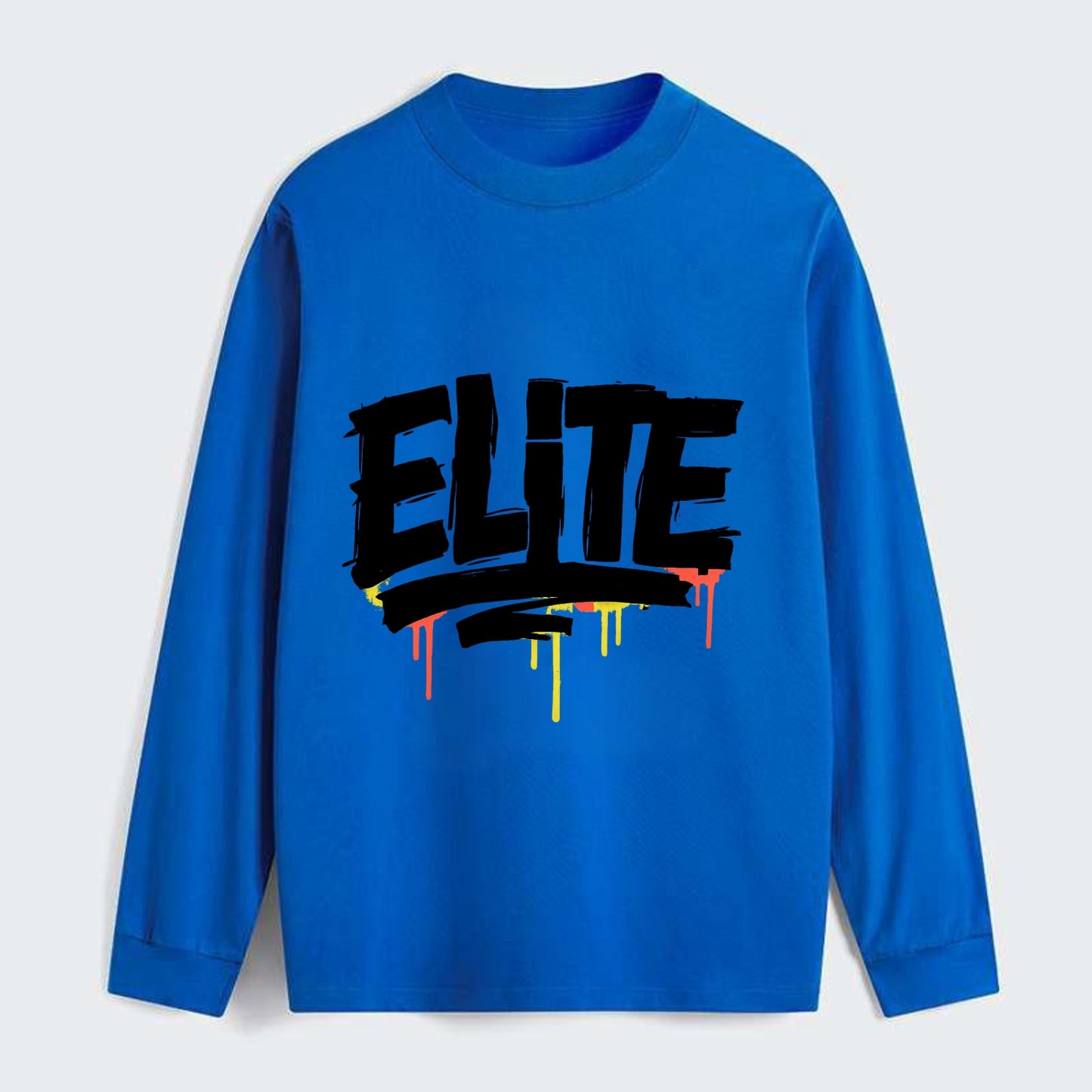 Bold typography design - "ELITE" - top tier, highest level - Classic Long Sleeve Shirt - Blue