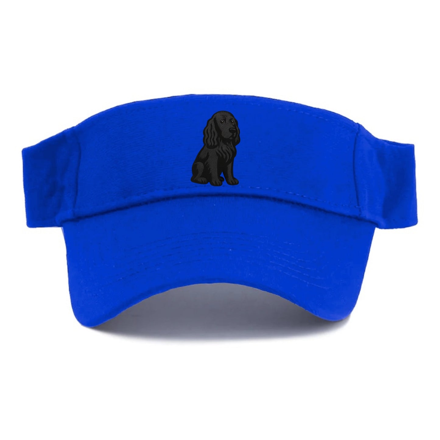 Field Spaniel - Black silky coat embroidered pose - Visor - Blue
