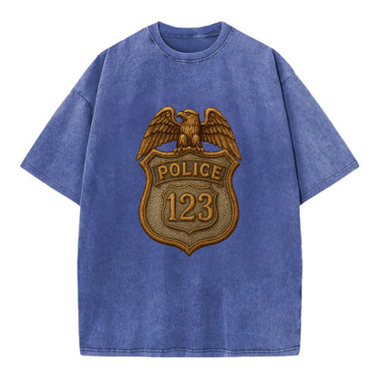 Police Badge  - Vintage T-shirt - Blue